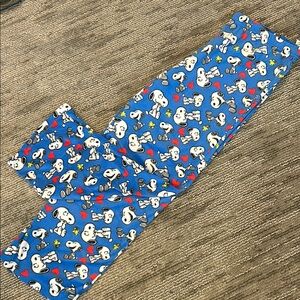 Snoopy Blue Pajama Pants with Red Hearts size large